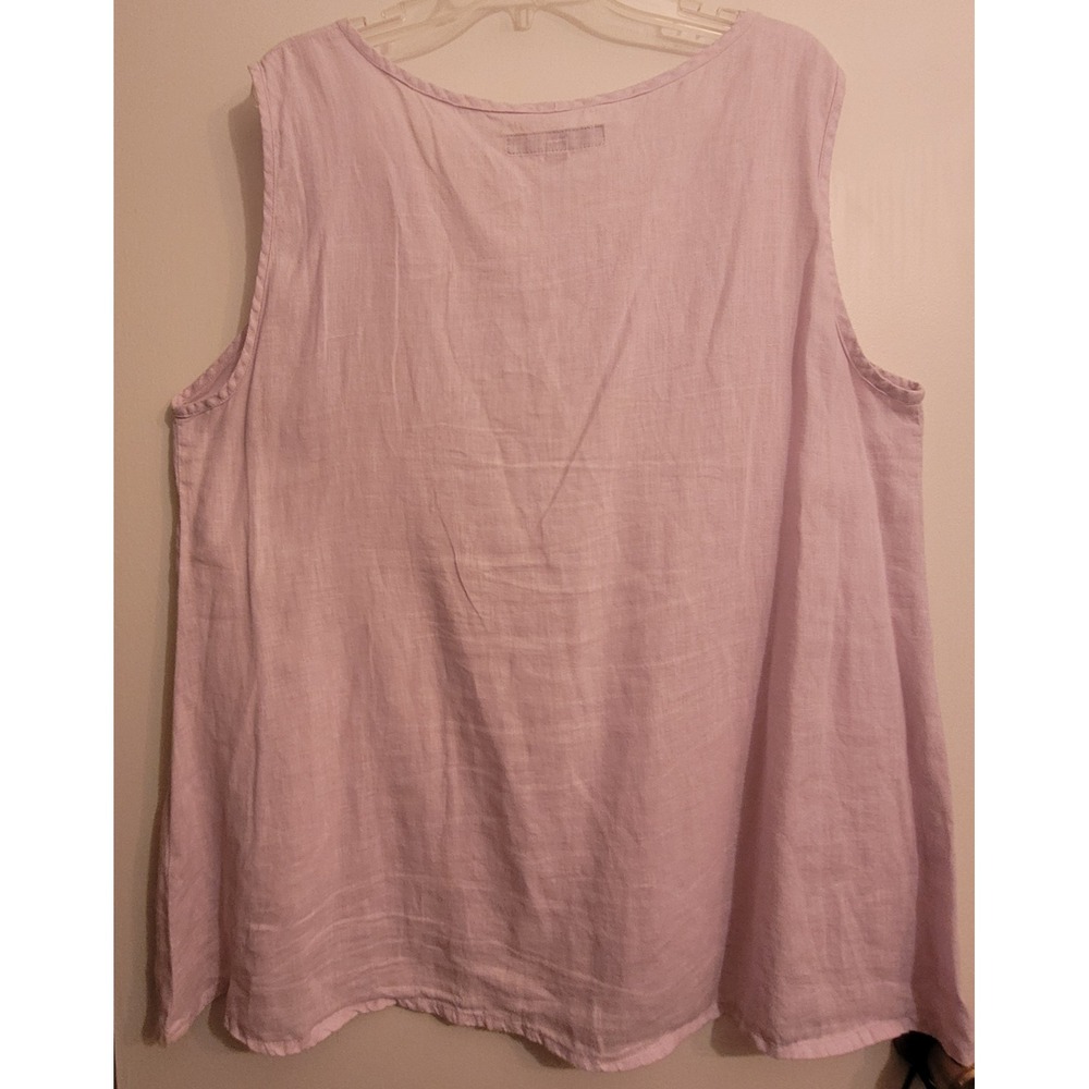 Flax Womens Oversized Linen Tank Top Lavender Pink Sleeveless Scoop Neck L - Picture 14 of 16
